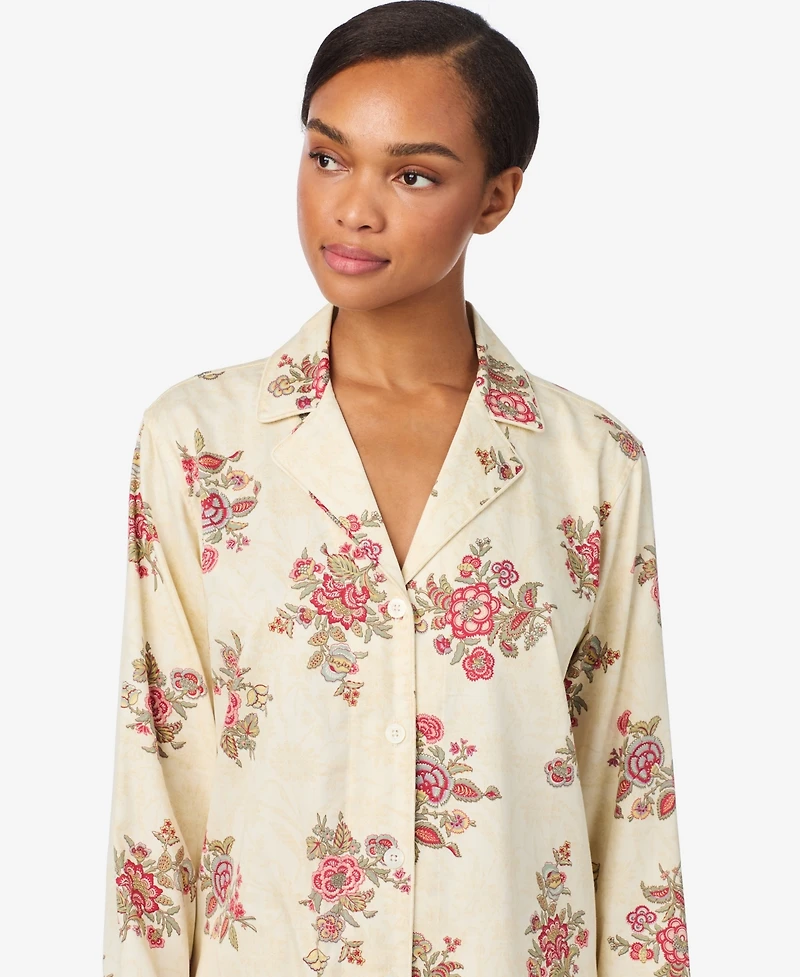 Lauren Ralph Women's Notch Collar and Long Pant Pajama Set