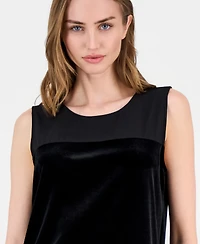 T Tahari Women's Sleeveless Mixed-Media Top