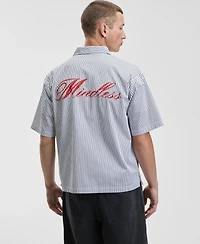 Mode of One Men's Relaxed Fit Short Sleeve Striped Embroidered Button-Front Shirt, Macy's Exclusive