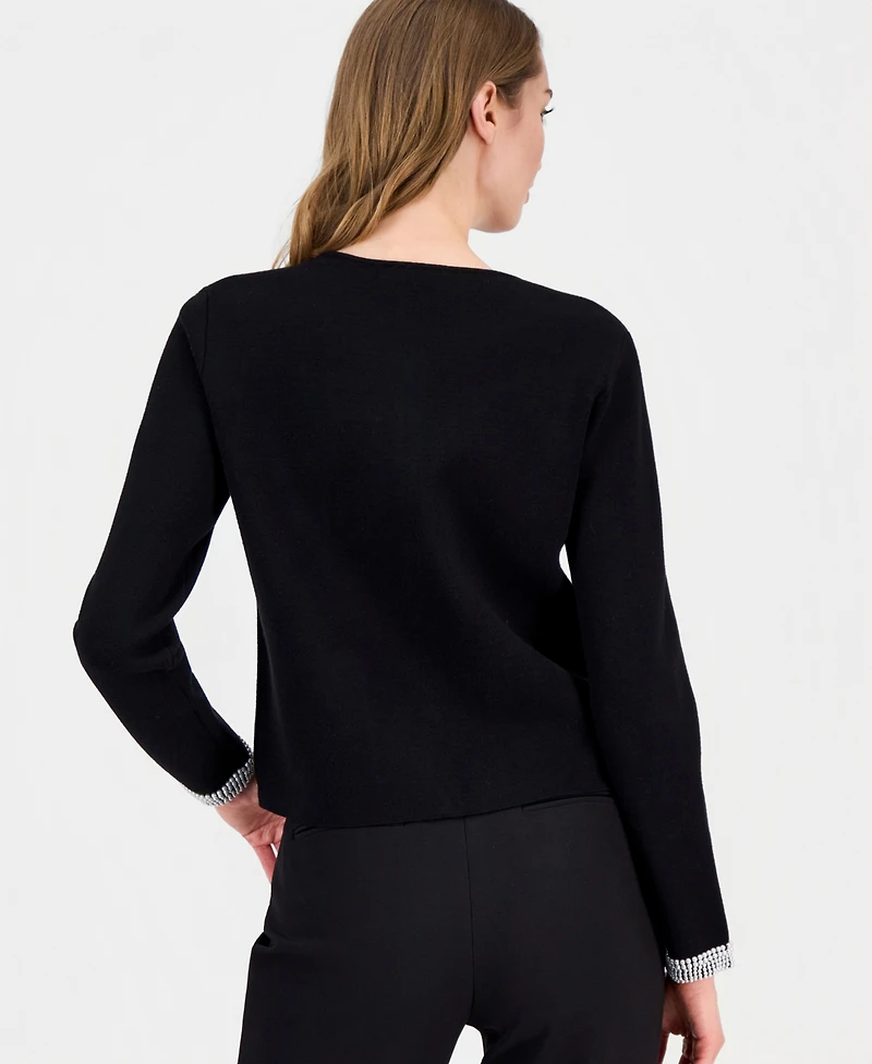 T Tahari Women's Embellished Pearl-Trim Cardigan