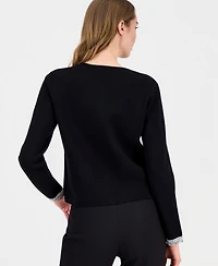 T Tahari Women's Embellished Pearl-Trim Cardigan