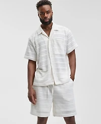 Mode of One Men's Relaxed Fit Short Sleeve Knit Button-Front Camp-Collar Sweater, Macy's Exclusive