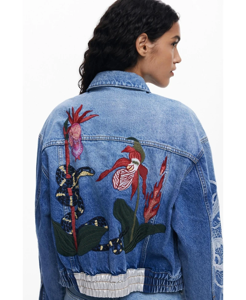 Desigual Women's Denim jacket with oriental embroidery