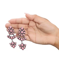 Jessica Simpson Pink Stone Statement Drop Earrings in Floral Shape