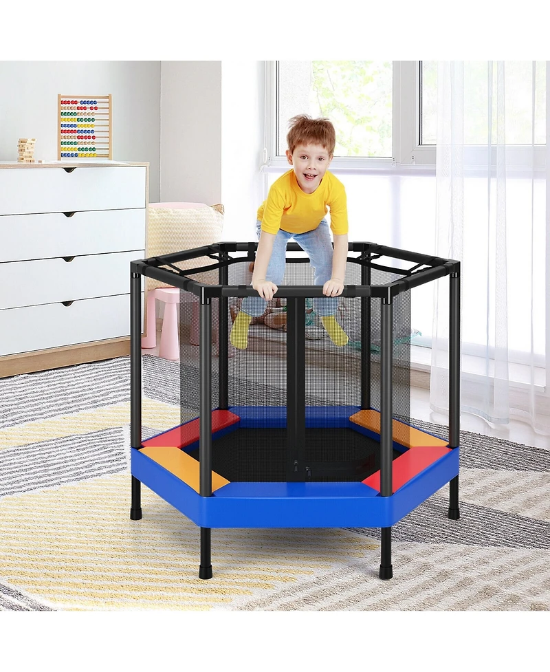 Gymax 48'' Hexagonal Kids Trampoline Recreational Bounce Jumper W/Foam Padded Handrails