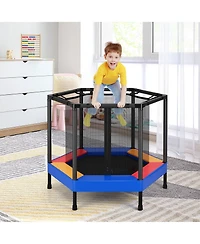 Gymax 48'' Hexagonal Kids Trampoline Recreational Bounce Jumper W/Foam Padded Handrails