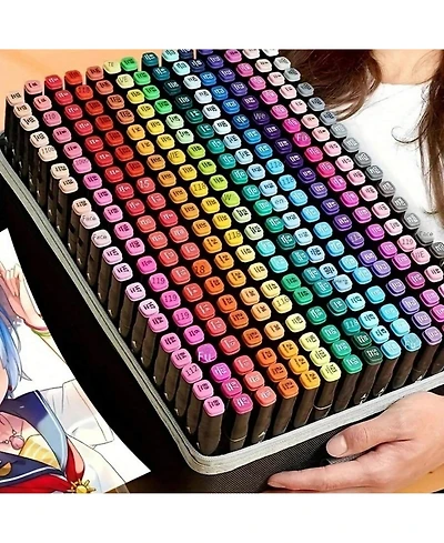 Htutwoo Dual Brush Tip Permanent Art Markers Quick Drying And Fade Resistant Alcohol Markers Marker For Wood Plastic Paper Metal And More,60 Colors