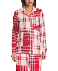 Lands' End Women's Long Sleeve Flannel Patchwork Pajama Top
