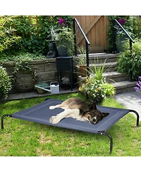 Gymax Large Dog Cat Bed Elevated Pet Cot Indoor Outdoor Camping Steel Frame Mat