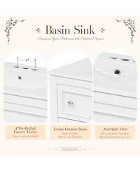 Casainc 36-Inch Bathroom Vanity with Mirror Cabinet, Adjustable Shelves, 4 Drawers & Solid Wood Storage Cabinet