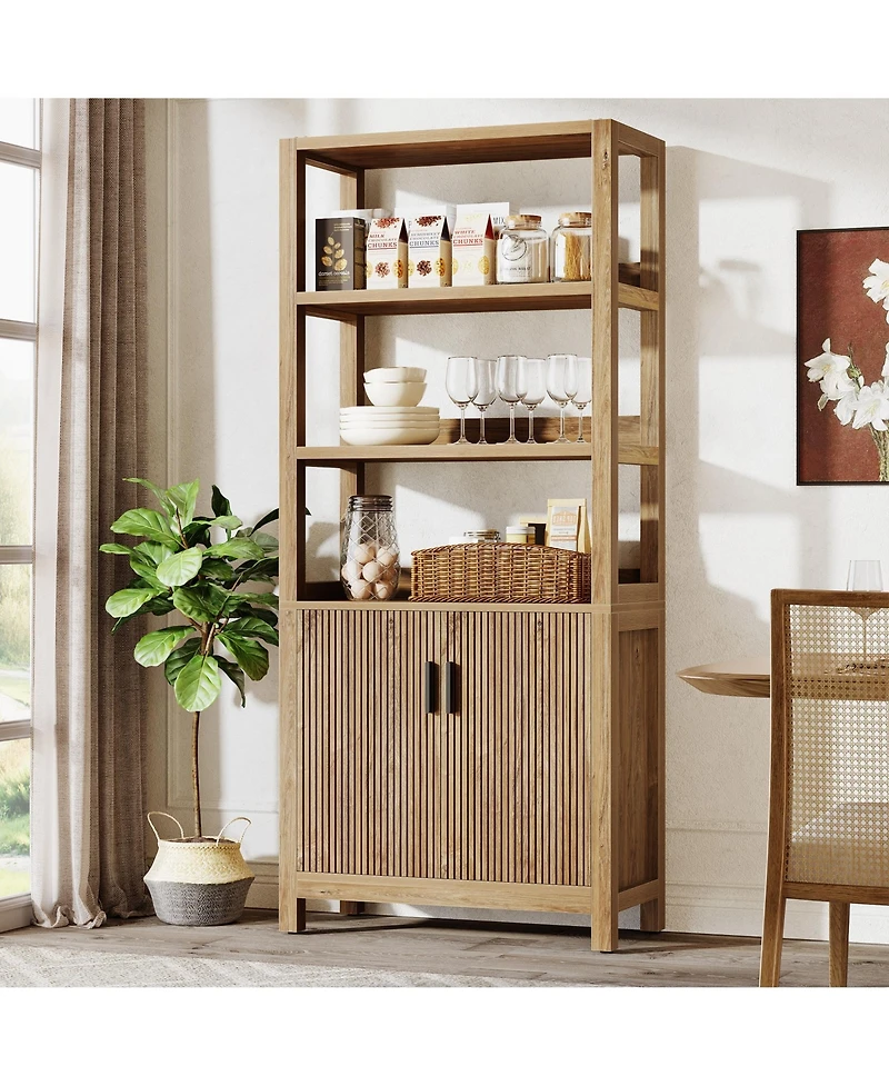 Tribesigns 70.9" Tall Kitchen Pantry with Door, Wooden Storage Cabinet, Freestanding Pantry Organizer