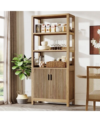 Tribesigns 70.9" Tall Kitchen Pantry with Door, Wooden Storage Cabinet, Freestanding Pantry Organizer