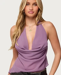 Edikted Women's Asymmetric Backless Chiffon Halter Top