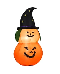 5ft Inflatable Halloween Pumpkin Decoration w/ Led Light Witch Hat