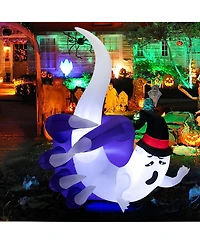 6 Ft Halloween Inflatable Hand Hold the Ghost with Built-in Led & Air Blower