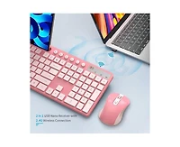 risokeys 2.4G Wireless Computer Keyboard With Phone Tablet Holder And Mouse Combo,