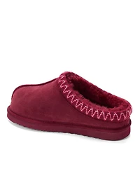 Fireside by Dearfoams Women's Greta Genuine Shearling Clog Slipper with Embroidery