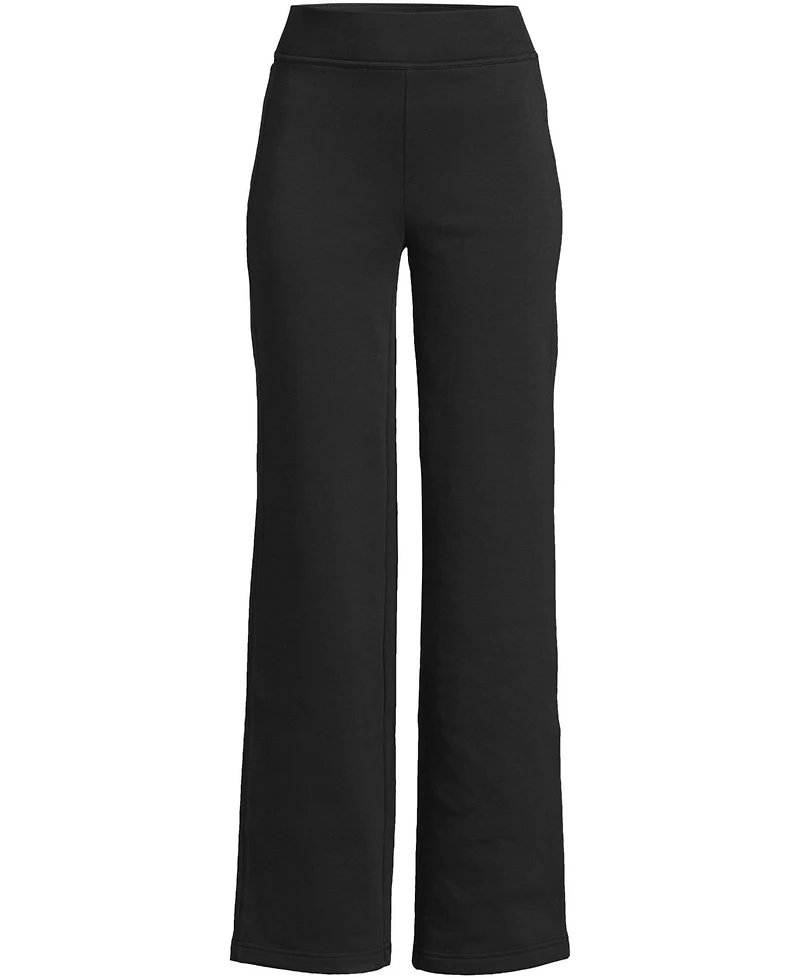 Lands' End Women's Tall Serious Sweats High Rise Fleece Lined Straight Leg Pants