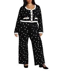 Eloquii Women's Plus Polka Dot Intarsia Pant