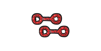 Tuffy Medium Tug-o-War Red Paw 2 Pack, Durable Plush Squeaky Dog Toy
