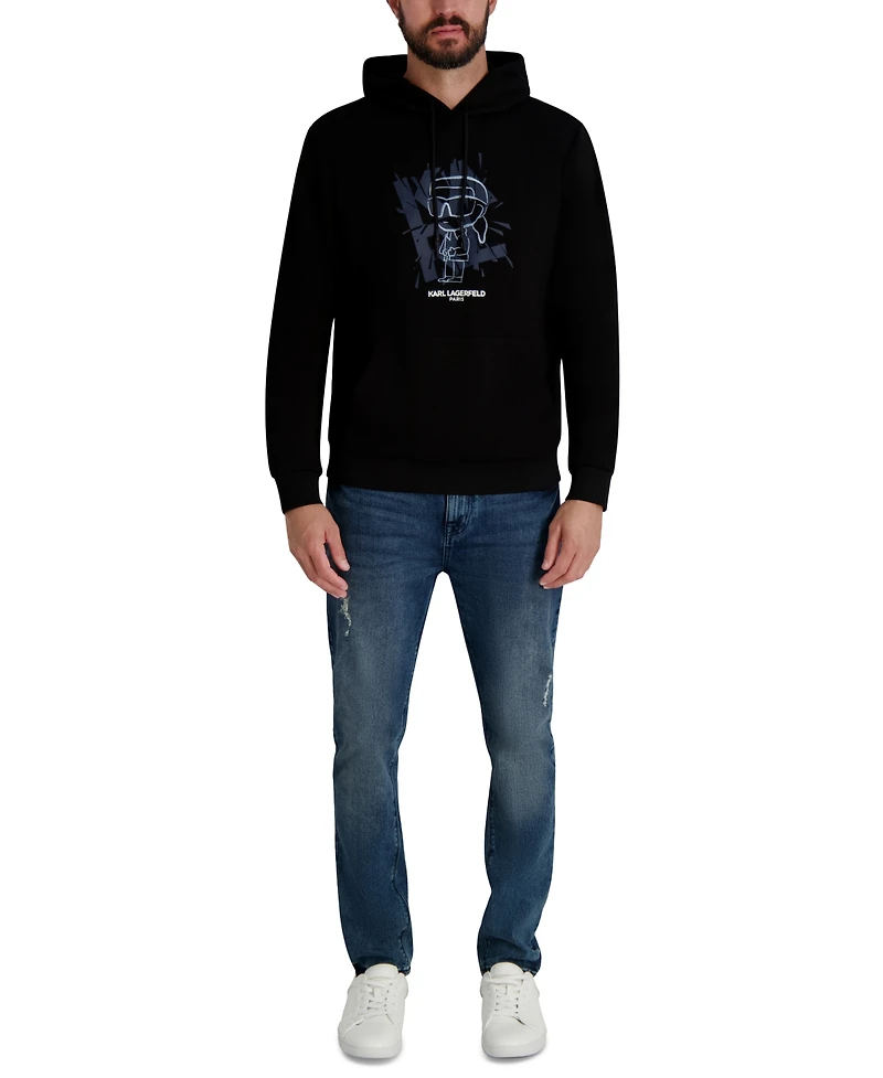 Karl Lagerfeld Paris Men's Embroidered Oversized Pull-On Sweatshirt