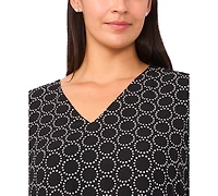 Msk Plus Geometric Print Long Sleeves Maxi Dress