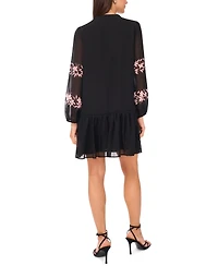 Msk Petite Placement Print Long Sleeves Shift Dress