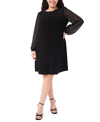 Msk Plus Round Neck Bell Sleeves Shift Dress