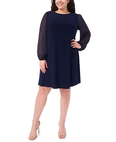 Msk Plus Round Neck Bell Sleeves Shift Dress