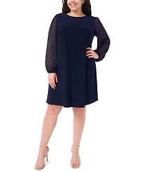 Msk Plus Round Neck Bell Sleeves Shift Dress