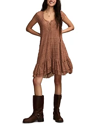 Lucky Brand Women's Lace Short Sleeves Mini Dress