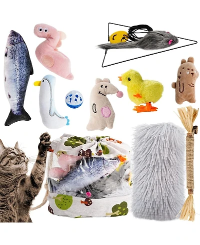 Nocciola 12-in-1 Catnip Playset, Christmas gift, Various Types of Toys for Diverse Gameplay, Interactive Toys Collection for Cats