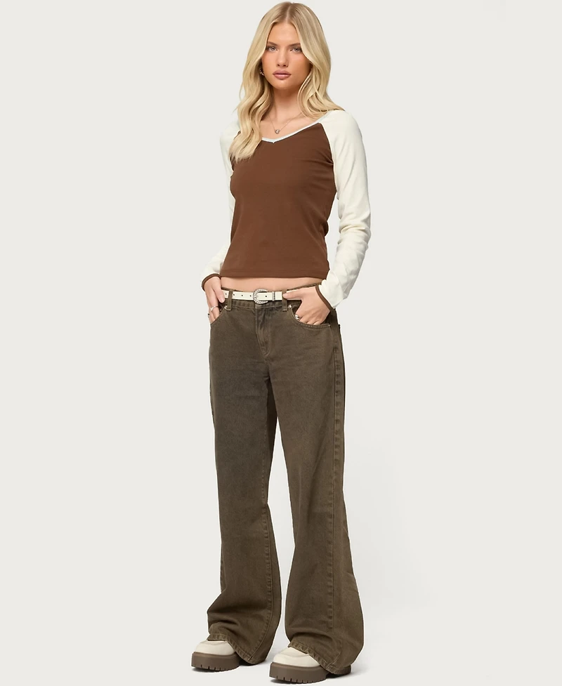 Edikted Women's Ronie Contrast Raglan Top