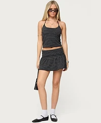 Edikted Women's Moria Striped Fold Over Mini Skirt