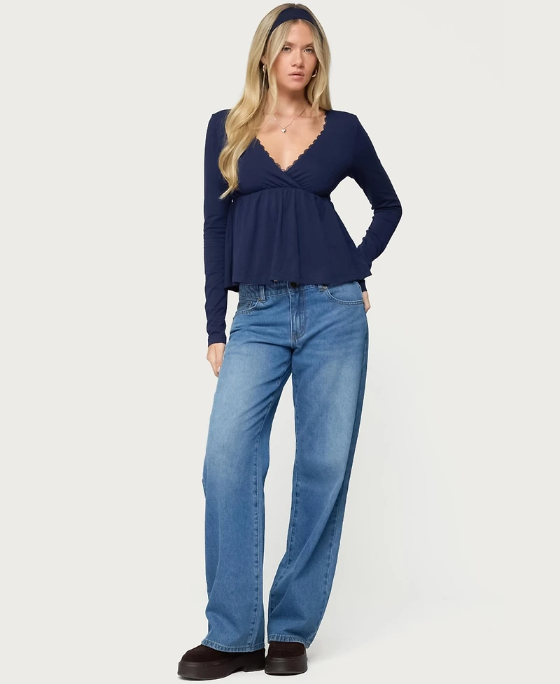 Edikted Women's Kenzie Long Sleeve Babydoll Top