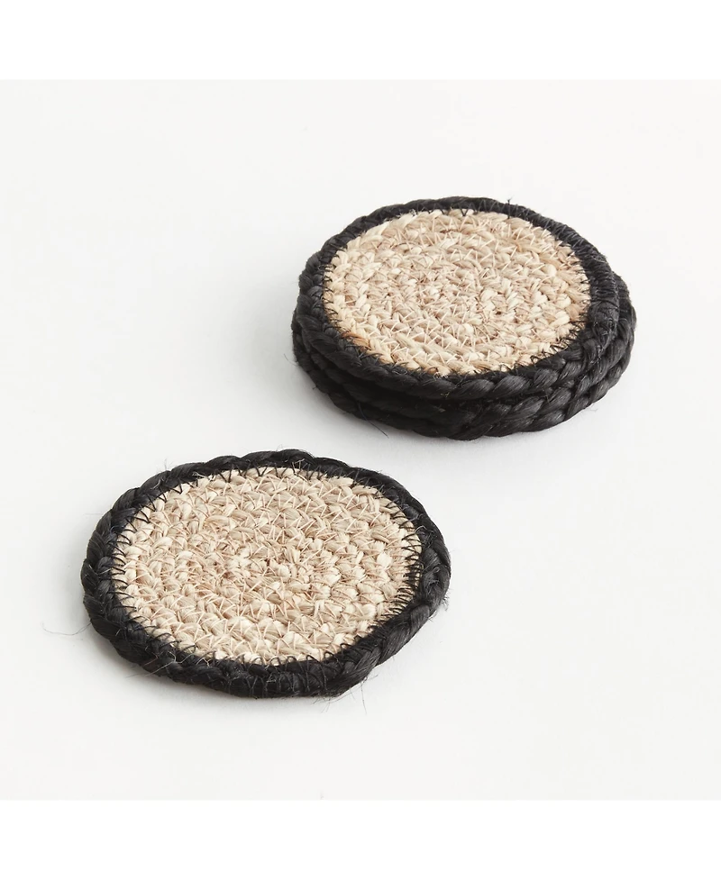 Napa Home & Garden Jute Coasters, Set of 4 - Natural/Black - Durable & Stylish