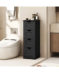 Gymax 4-Drawer Bathroom Cabinet w/Cut-out Handles Anti-toppling Device Narrow Entryway