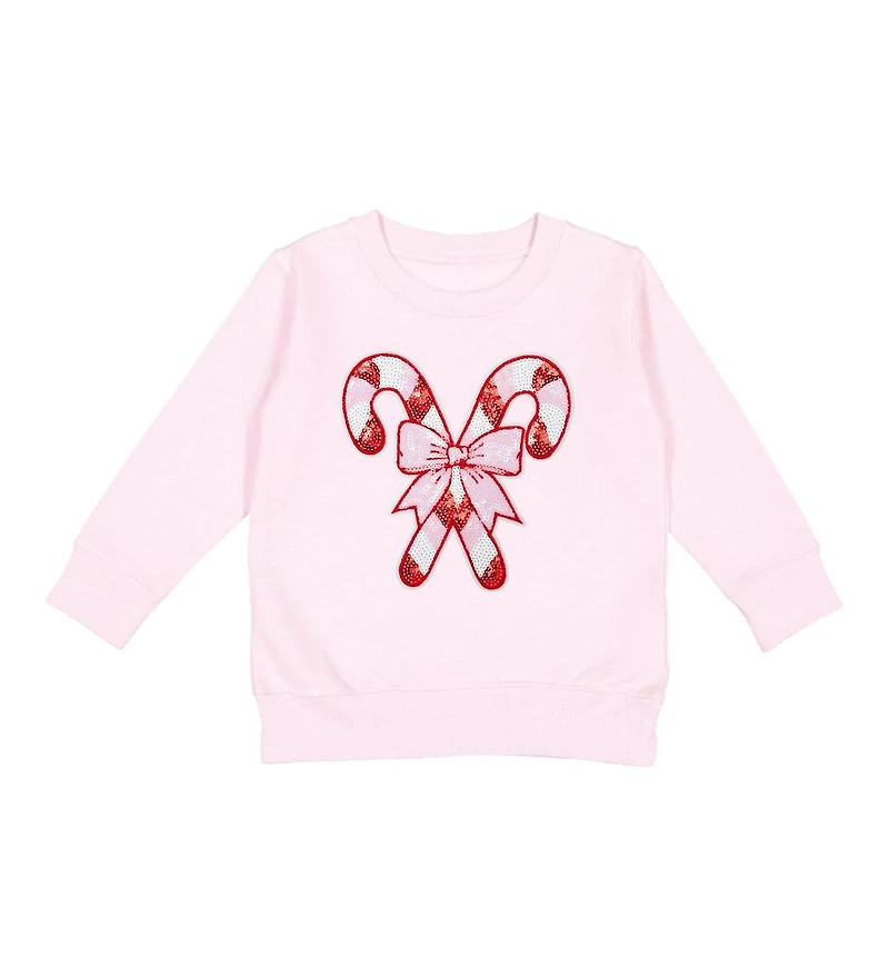 Sweet Wink Little and Big Girls Candy Cane Patch Christmas Sweatshirt