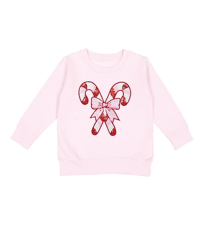 Sweet Wink Little and Big Girls Candy Cane Patch Christmas Sweatshirt