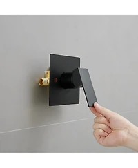 Greenspring Modern Single-Handle 2-Spray Rainfall Square Shower Faucet Set with Tub Spout Combo in Matte Black Valve Included