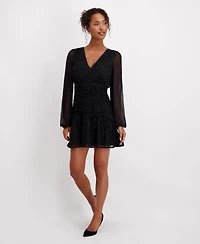 Siena Women's V-Neck Long Sleeve Mini Dress