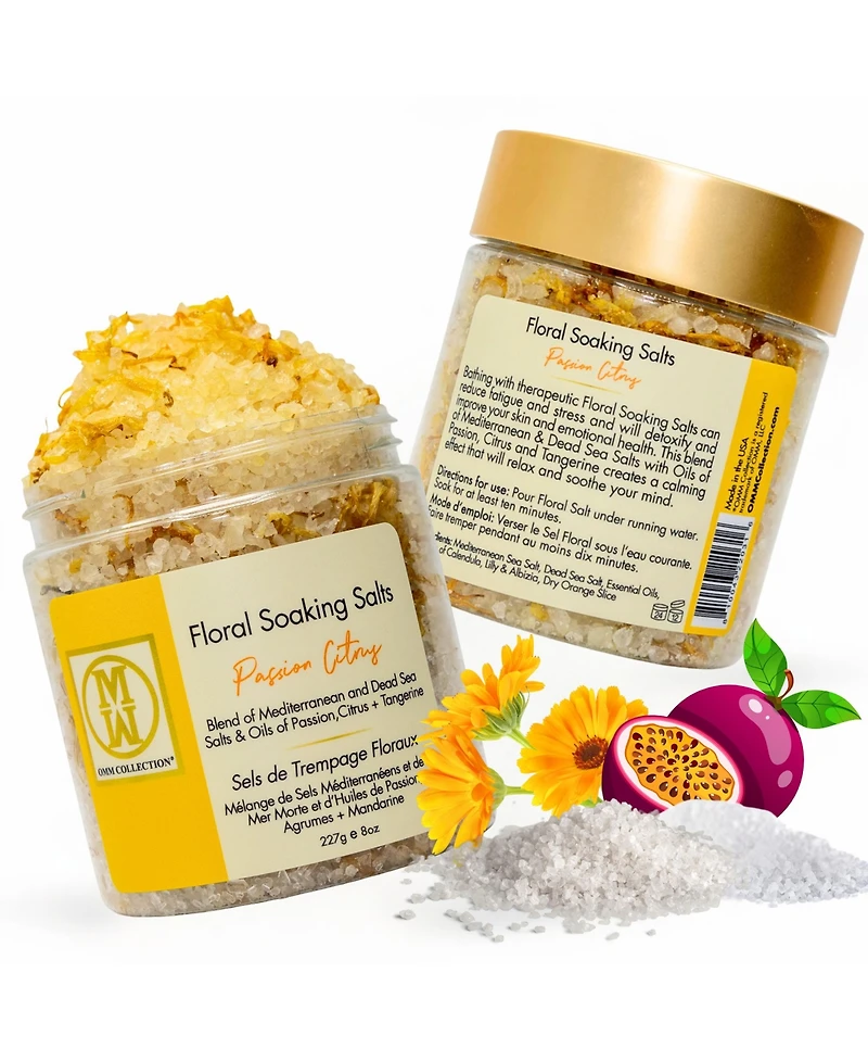 Omm Collection Floral Soaking Bath Salts Passion Citrus 8oz