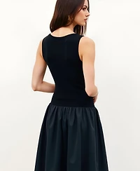 Modenaire Women's Sleeveless Mixed-Media Midi Dress