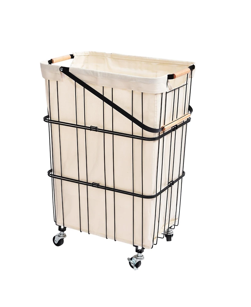 Oceanstar Mobile Rolling Storage Laundry Basket Cart with Handle