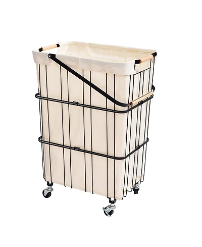 Oceanstar Mobile Rolling Storage Laundry Basket Cart with Handle
