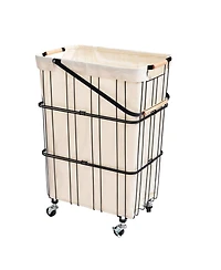Oceanstar Mobile Rolling Storage Laundry Basket Cart with Handle