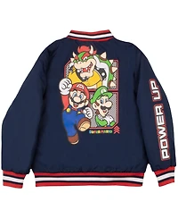 Mario Boys Super Luigi and Bowser Zip-Up Graphic Print Bomber Jacket