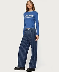Edikted Women's Kyler Pinstripe Low Rise Jeans