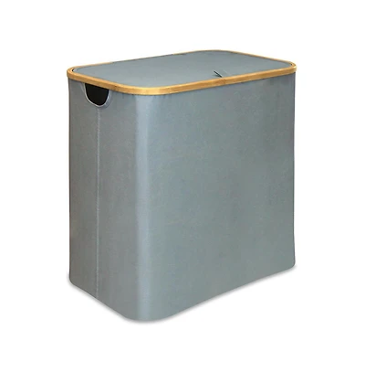 Oceanstar Double Soft Sided Laundry Hamper Sorter With Bamboo Rim Lid