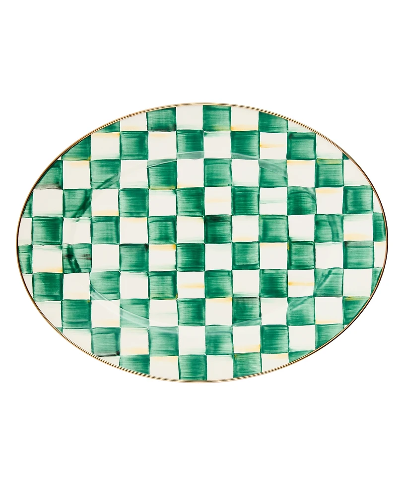 Mackenzie-Childs Emerald Check Medium Oval Platter
